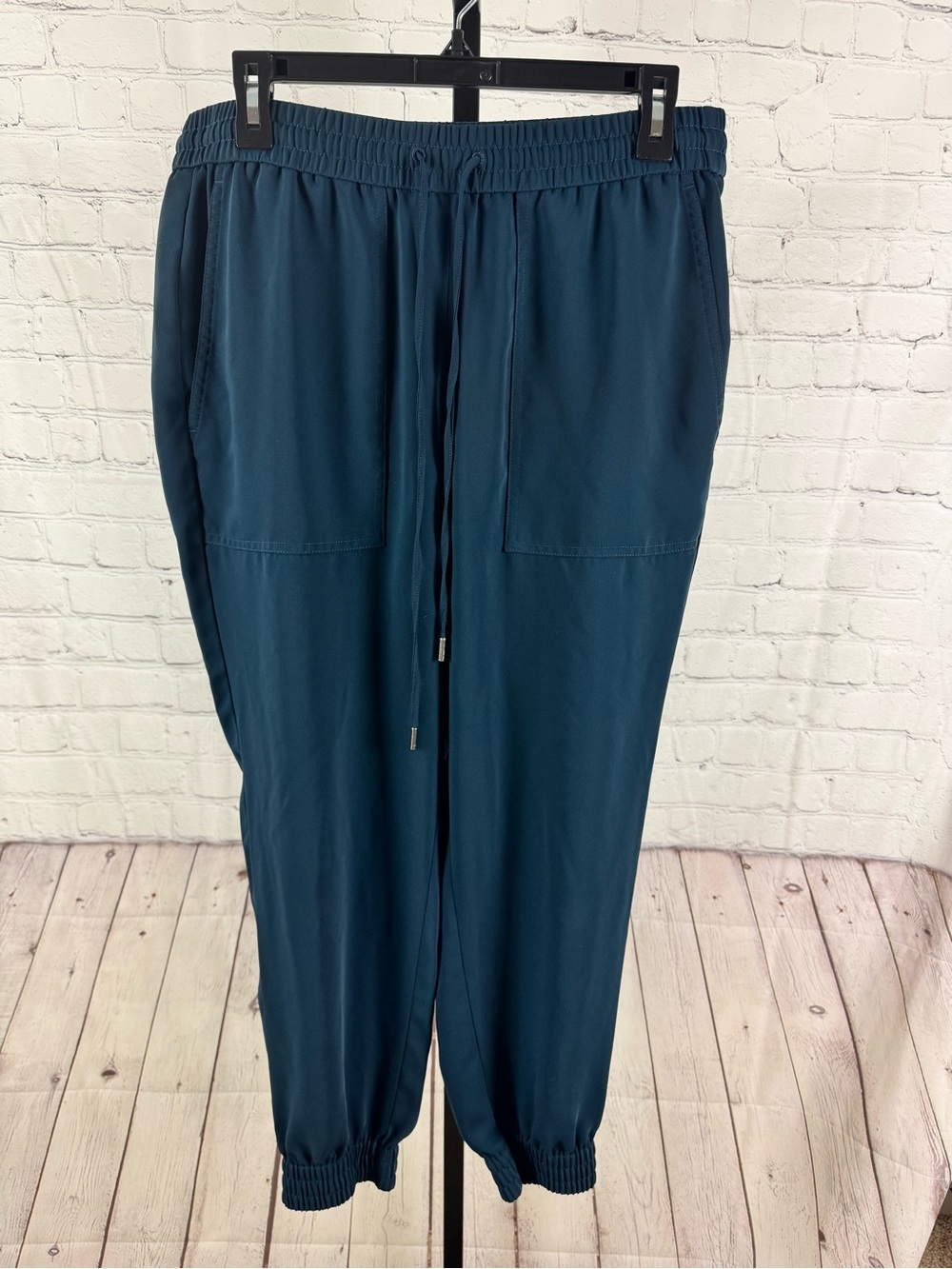 Ann Taylor Silky Drawstring Teal Joggers Size Medium